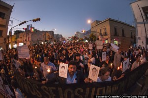 Thousands in Guadalajara protest the Ayotzinpana students' disappearance. Photo: Servando Camarillo, Getty Images.