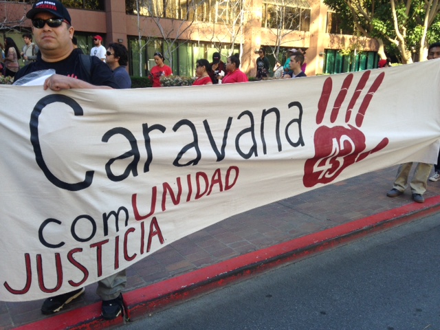 Caravana 43 demonstrated in San Diego on March 23. Photo: Carmelita Salazar-Dodge, Justice in Mexico.