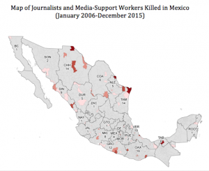 Journalists map 2000-2015, Justice in Mexico