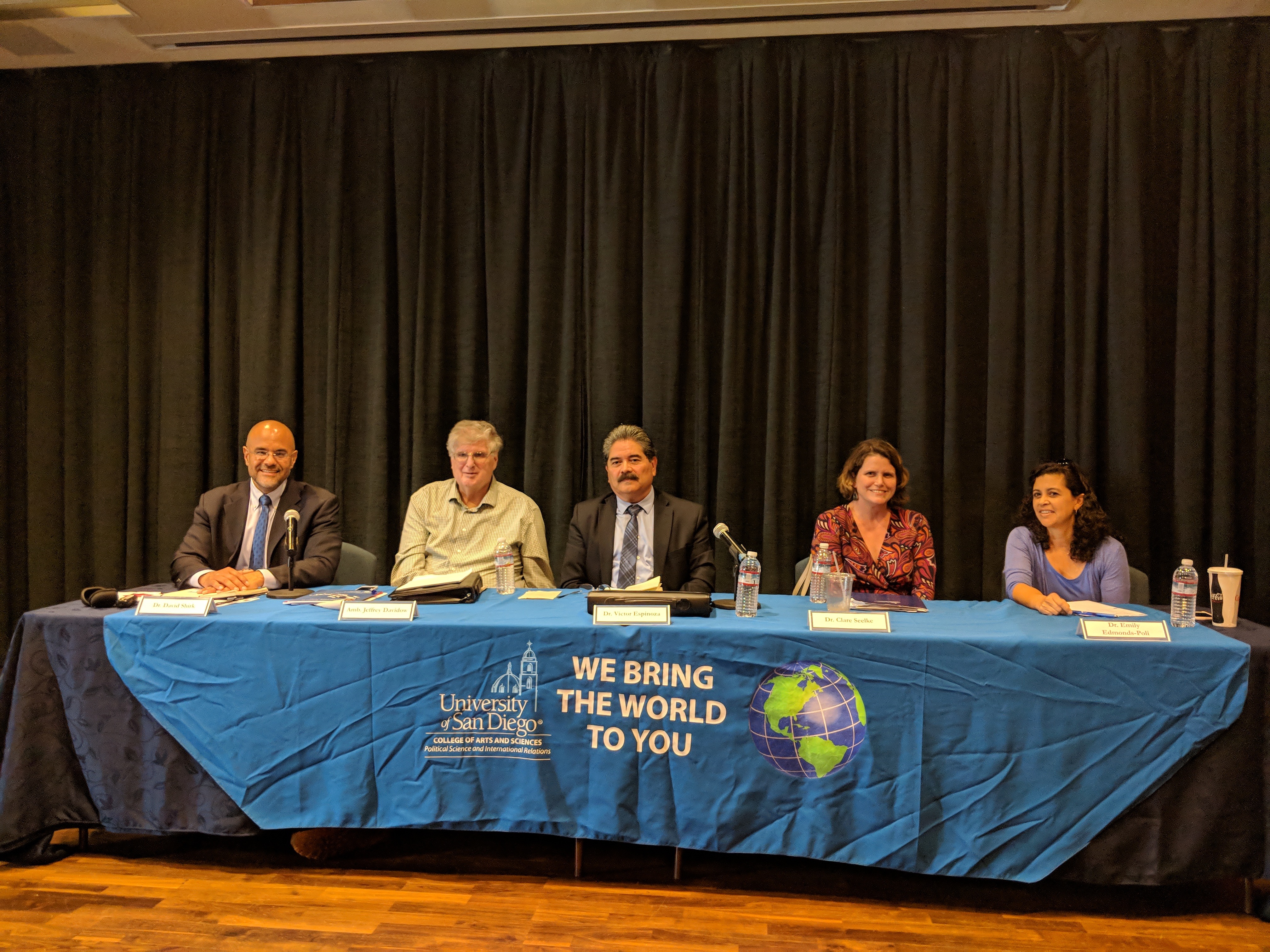 From left to right, moderator Dr. David A. Shirk and panelists, Amb. Jeffrey Davidow, Dr. Victor Espinoza, Dr. Clare Seelke, and Dr. Emily Edmonds-Poli.